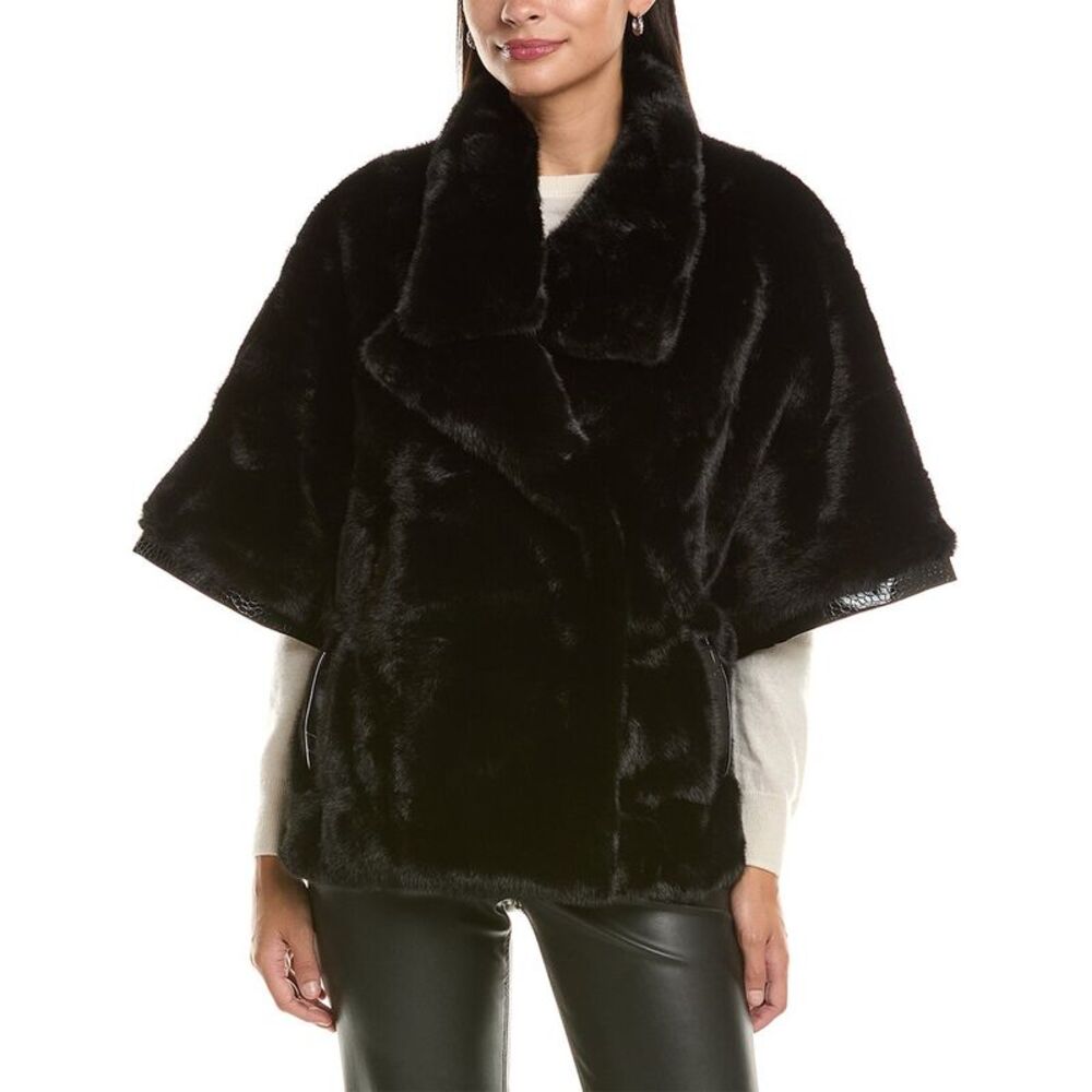 La Fiorentina Womens  Faux Fur Jacket, Black